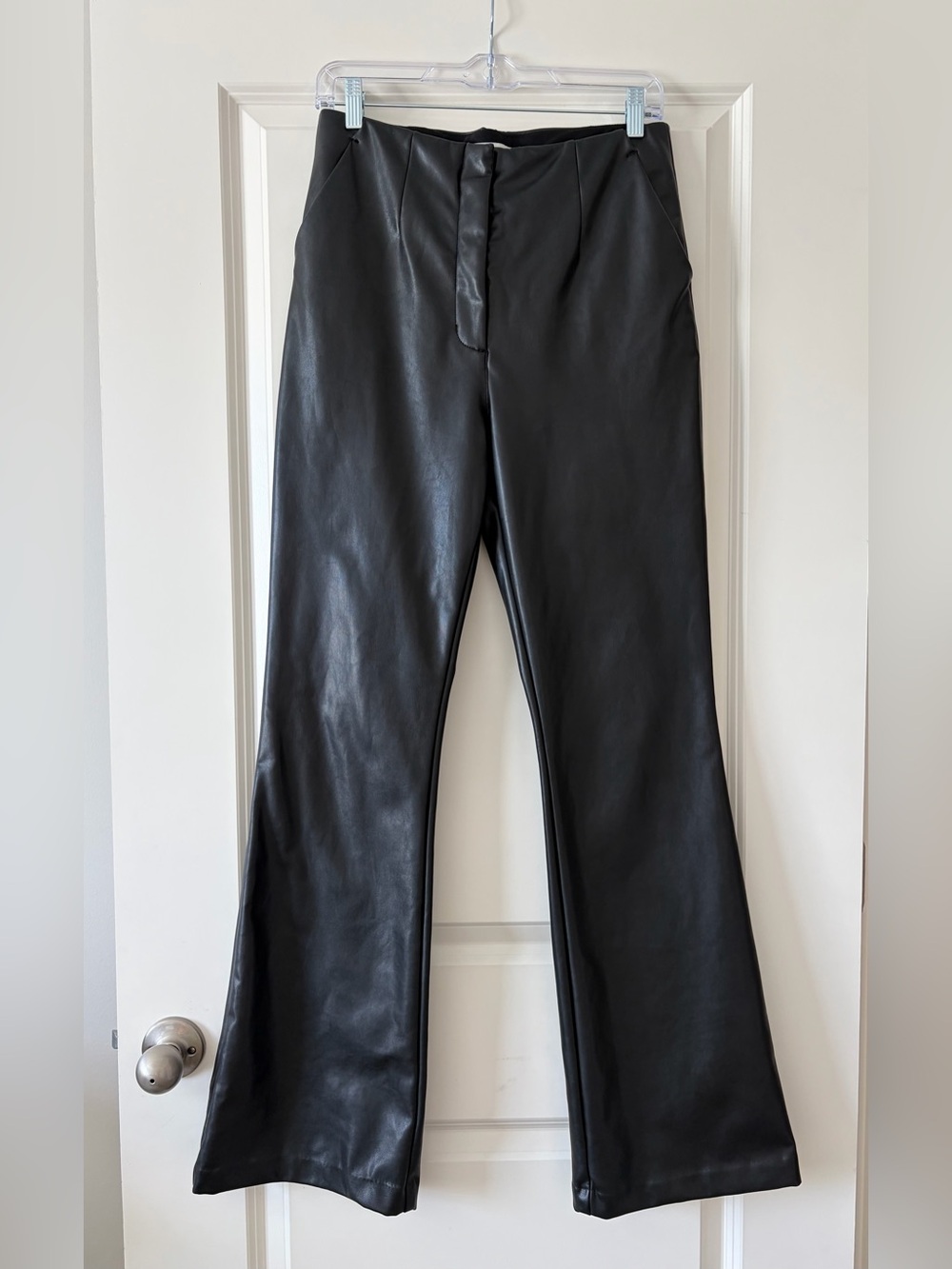 Abercrombie & Fitch Vegan Leather Flare Pants Black Waist 29 / 8L